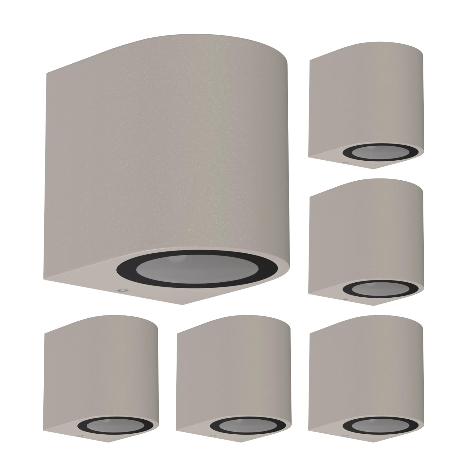 ledscom.de 6 pcs. wall Light ALSE for Outdoors, IP54, Downlight, Grey matt, Round, 1x GU10 max. 35W