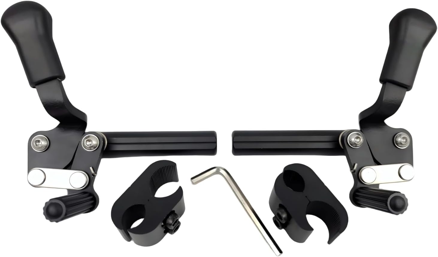 Wheelchair Brake(Left/Right),Push to Lock Flush Mount Wheel Lock,DIY,W/Tools and 1" Wheel Lock Clamp,Aluminums,for Ki Mobility and Sunrise Wheelchair. Replacement Parts,1Pr,Black.