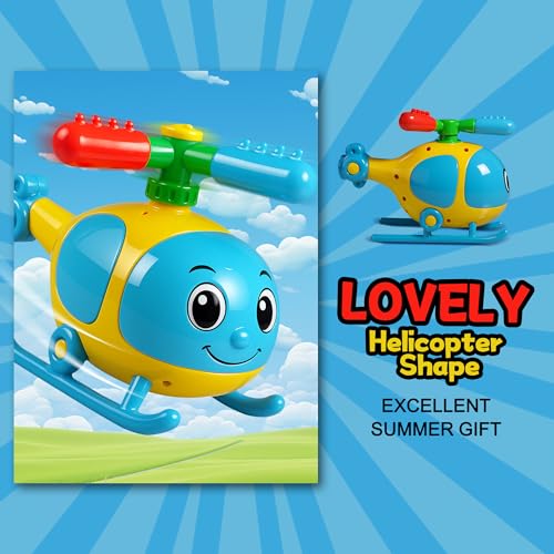 Helicopter Water Sprinkler for Kids, Spinning Outdoor Lawn Toy for Summer Fun, Backyard, Pool, Garden & Birthday Party Play, Ages 3-12, Easy Setup Water-Powered Sprinkler
