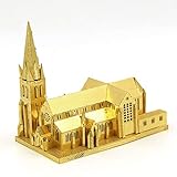 2016 Microworld 3D Metal Puzzle New Zealand Cardboard Cathedral Architectural Building Model J006-G DIY 3D Laser Cut Assemble Jigsaw Toys - Gold