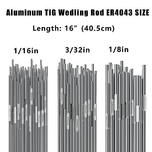Aluminum TIG Welding Rod 3/32"x 16" 1.8LB, ER4043 Welding Wire Filler Rod Low Splatter Corrosion Resistance, TIG welding accessories