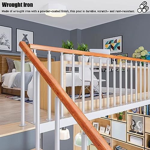 Poteau de balustre blanc de 100 cm avec connecteur en I pour sécuriser un escalier intérieur - 5