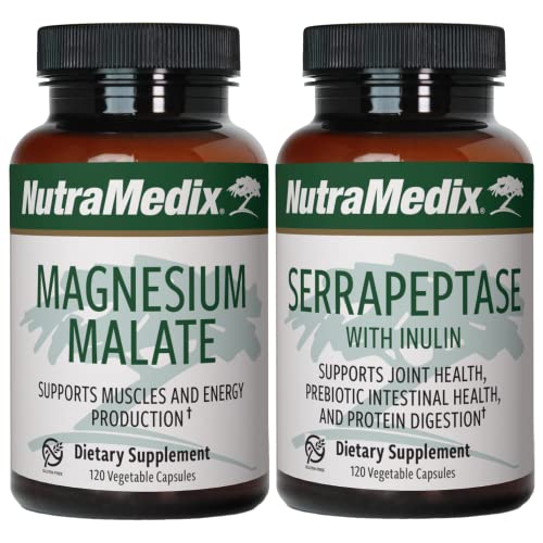 Nutramedix Fitness Plan Supplement Bundle - Includes Magnesium Malate For Energy & Athletic Support And Serrapeptase For Joint & Mobility Support - Fitness Support Supplements -2-Piece Capsule Set #TOP12