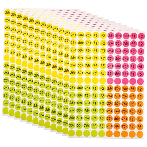 NAMOARLY Sale Stickers Circle 3500pcs Yard Sale Stickers Bright Easy to Identify