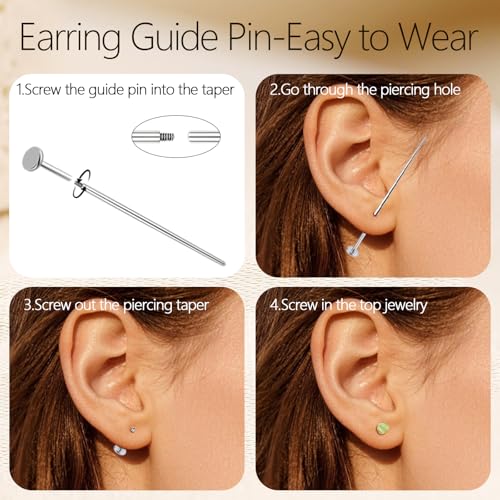 Limerencia Hypoallergenic Earrings for Sensitive Ears - G23 Titanium Round Cat's Eye Flat Back Stud Earrings, Cartilage 4mm Stone Pierced Earrings for Women Men Gift,Green by limerencia - Used condition - Image 4