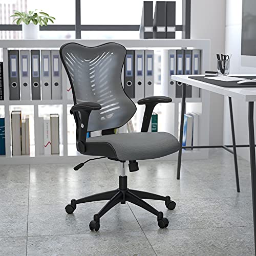 Flash Furniture High Back Designer Gray Mesh Executive Swivel Ergonomic Office Chair with Adjustable Arms
