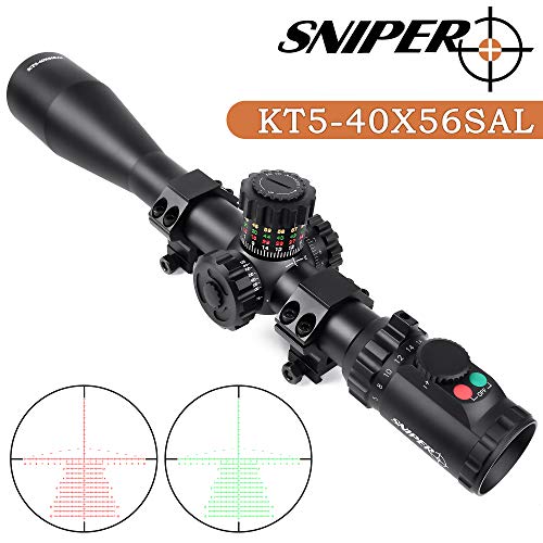Sniper Kt5-40X56Sal Long Rang Rifle Scope 35Mm Tube Side Parallax Adjustment Glass Etched Reticle Red Green Illuminated With Scope Rings #TOP1