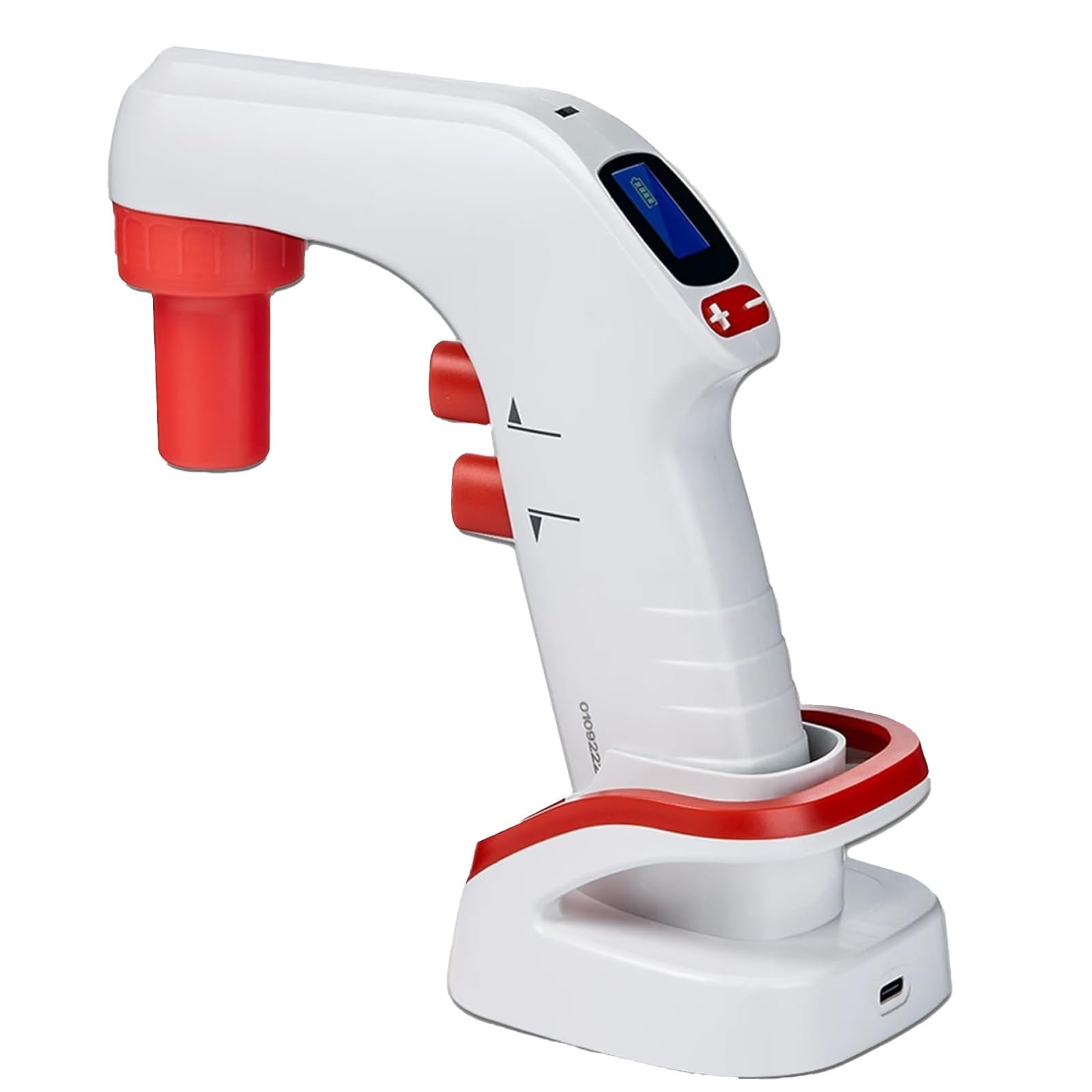 Llenadora de pipeta motorizada, controlador eléctrico portátil de 0,1 a 100 ml con base de carga, pantalla LCD, 6 velocidades, doble drenaje, para laboratorio