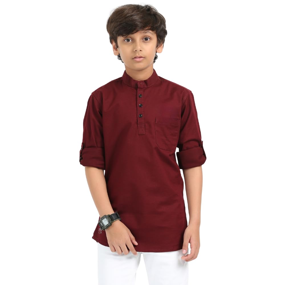 Red Nine Boy's Cotton Dobby Short Kurta. Long Sleeves Chinese Collar - Review, Price and Buying Guide