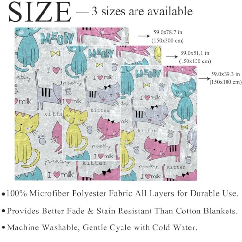 Couverture microfibre de qualité supérieure au motif de chats doux