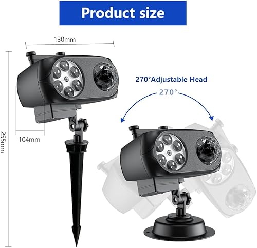 Miniatura 6 de Luces de proyector navideñas, luces de proyección LED impermeables con 10 patrones de movimiento HD y ondas oceánicas 3D, control remoto y