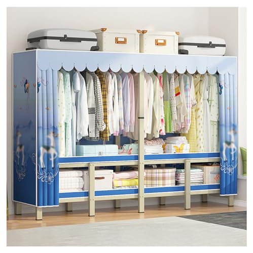GDHKDDFL Armario Plegable de Tela para Almacenamiento, Perchero Grande con 2 Barras for Colgar y estantes organizadores de Almacenamiento Cubierta for Dormitorio