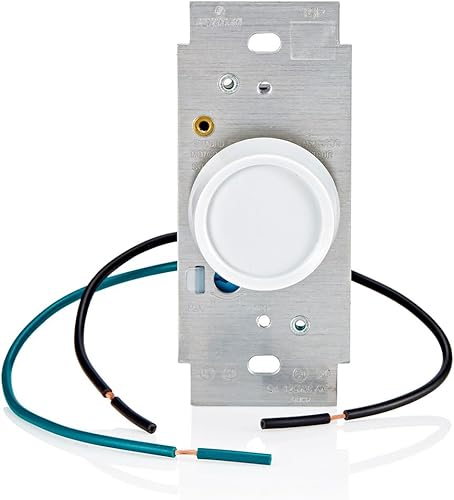 Miniatura 2 de Leviton 6616-1XW 5 Amp, 120 V CA 60Hz, monomoto, Trimatron rango completo, control de velocidad del ventilador rotativo, color blanco