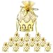 JC HUMMINGBIRD 12PC Gold Crown Pouch Fillable for Candies, Table Decorations, Party Favors, Keepsake, Baby Shower