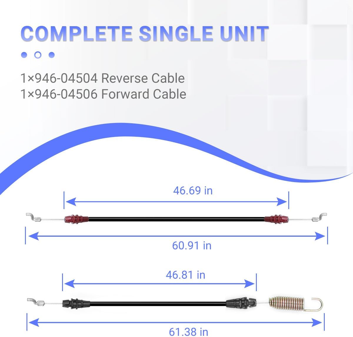 946-04504 Reverse 946-04506 Forward Cable Combo Compatible with MTD Cub Cadet RT35, RT45, RT75, Huskee 400 CRT, 404 CRT Tillers – 2 Cables in 1 Pack