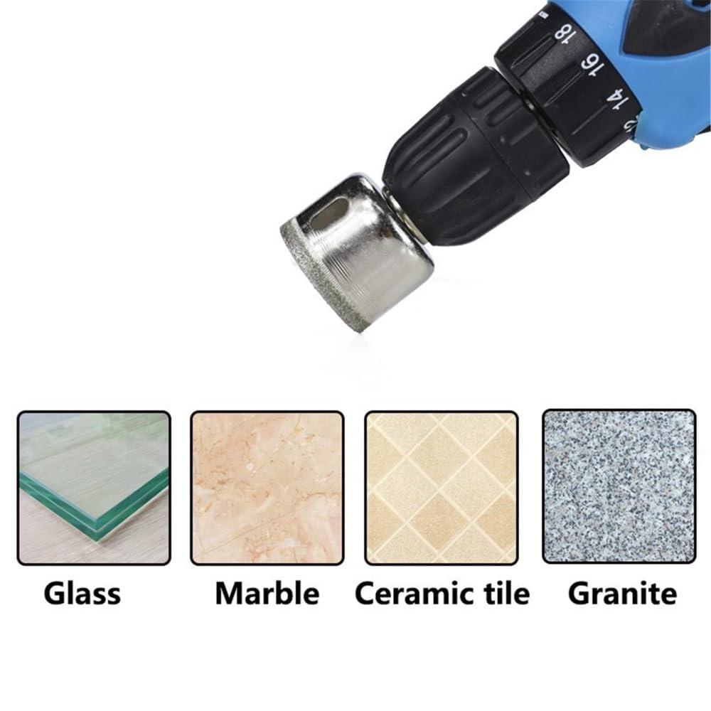 Wiertło diamentowe rdzeniowe, zestaw otwornic powlekanych 3-60 mm do wiercenia w granitowych płytkach szklanych i marmurowych(60-50mm 15pcs B)