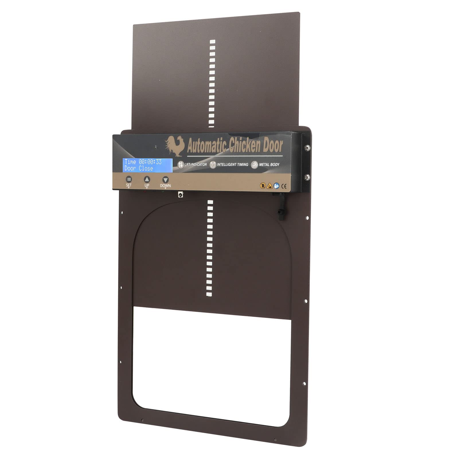 Porta automatica per pollaio, temporizzazione Porta elettrica per pollaio Lega di alluminio 16M Telecomando Modalità distanza Modalità luce Alba aperta e crepuscolo Chiudi Display LED programmabile