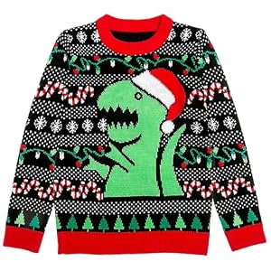 Kids' T-Rex in Santa Hat Knit