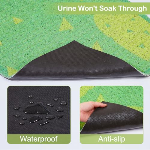 Cat Litter Mat Non-Slip Cat Litter Box Mat Large Cat Litter Mat Litter Trapping Mat PVC Material Cat Mats for Litter Soft Kitty Litter Mat Compatible Two Litter Boxes Cute Cat Products
