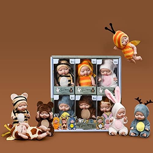 RIKASA Mini Doll Toy Newborn Baby Mini Sleeping Rebirth Dolls Kids Girls Washable Realistic Silicone Dolls Miniature Doll Toys for Kids Boys Girls, VV02