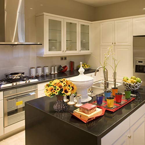 Vase With Fall Artificial Flowers Arrangement，Fake Silk Sunflower In Handmade Vase For Home, Kitchen Or Office Decoration (Yellow Sunflower) #TOP1