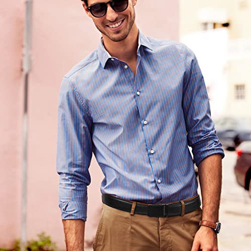 Vonmelli 2 Pack Men's Leather Ratchet Belt Comfort Dress Belt For Men Click Sliding Buckle Adjustable Belts S #TOP6