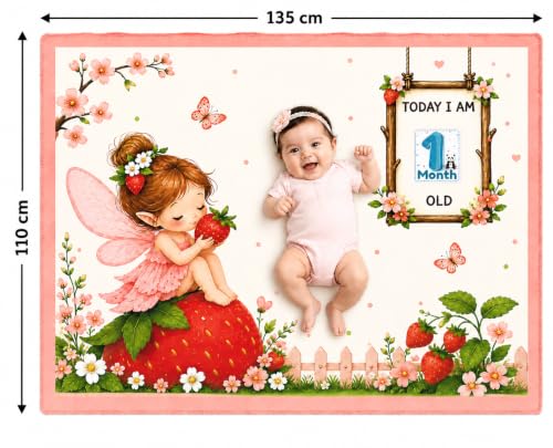 Image of NEW COMERS Baby Monthly Milestone Blanket | 1 to 12 Months Extra Soft Fleece | Best Photography Backdrop Prop | Size - 55 in to 44 inch Super Soft Fabric (Light Pink)