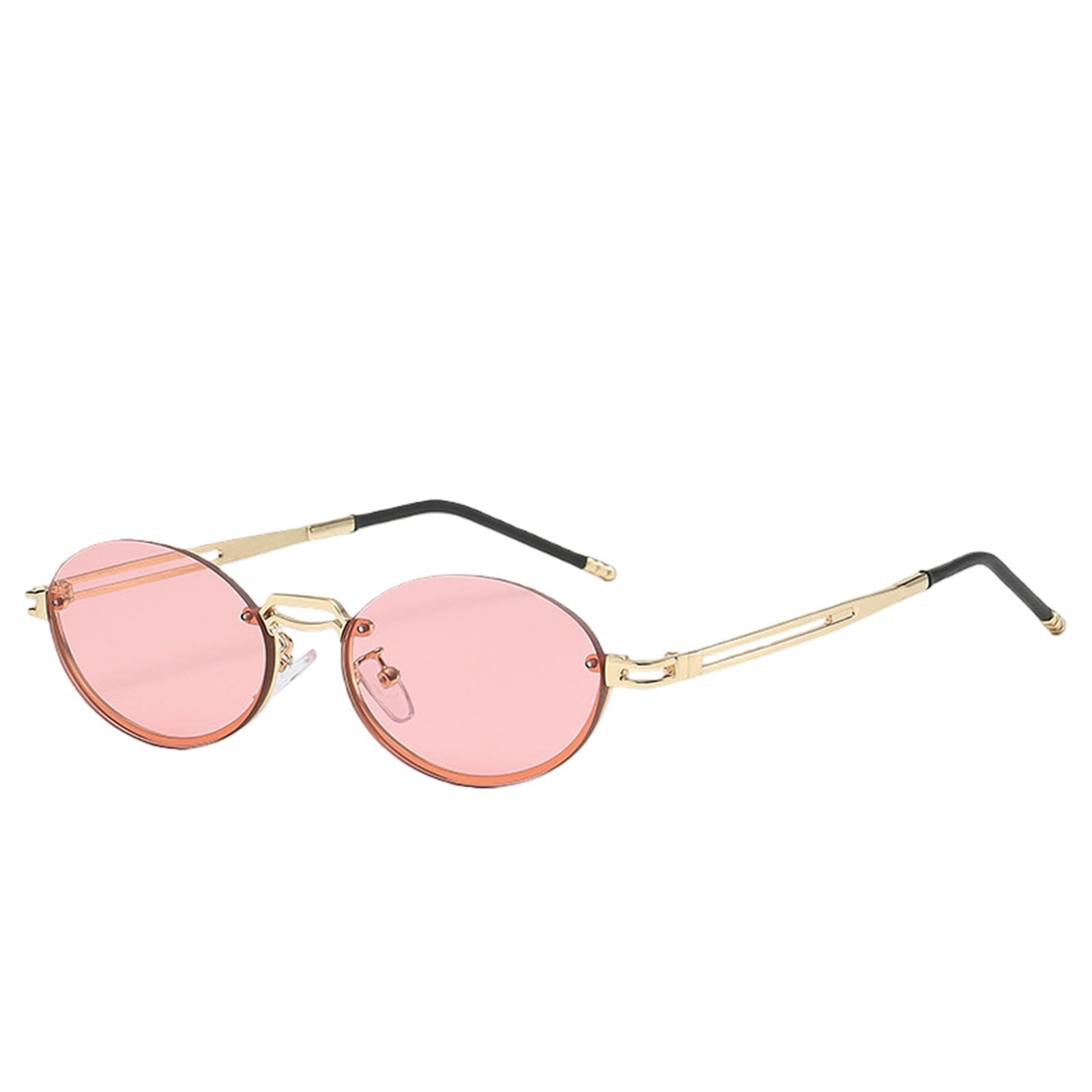 Gyios sunglasses Trendy Rimless Punk Metal Gradient Lens Oval Sun Glasses Protection Frameless Shades For Women & Me