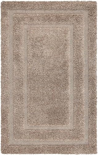 Image of Beige Microfiber Plush Shaggy Carpet 12x14 Feet Designed with Soft Dense Fibers, Anti Skid Backing and Handwoven Comfort for Bedrooms, Living Rooms and Home Spaces