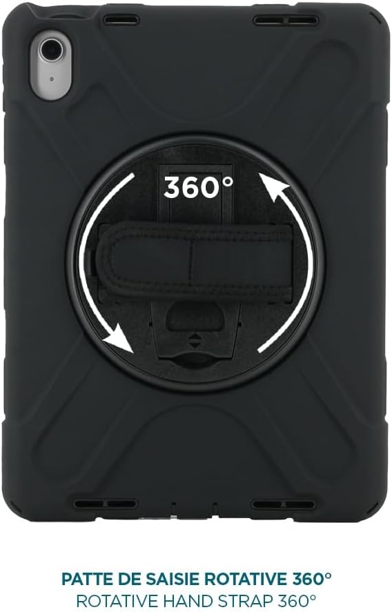 MOBILIS Rugged Tablet Case with Shoulder Strap for iPad 11'' 2025 (11th Gen) iPad 10.9'' (10th Gen), Shockproof Protective Case with Rotating Tripod, Black