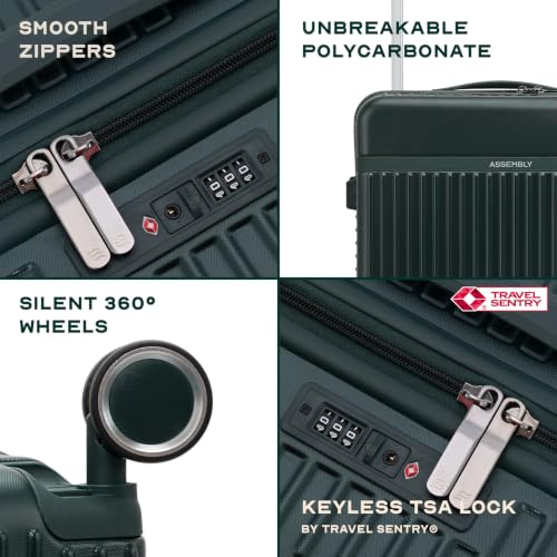 Image of Assembly Rover 20 Inch (55cm) Cabin Trolley Bag Hard Shell Polycarbonate Suitcase Wide Trolley Design with TSA Lock 8 Spinner Wheels Carry On Luggage Green