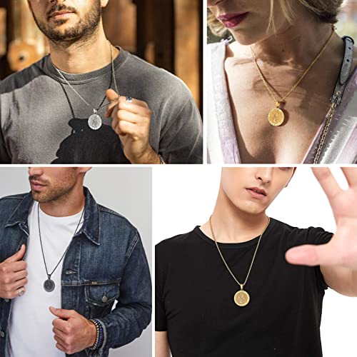 Prosteel Mens St Christopher Necklaces Men’s Round Medal Stainless Steel Silver Pendant Women Saint Christopher Necklace For Men #TOP2