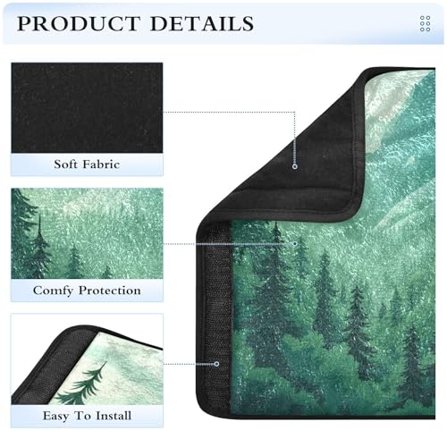 Image of Mountain Forest Trees Green 02 Seat Belt Cover Pad 2 Pcs Soft Cute Seatbelt Covers Protector Support Head Neck Shoulder Strap for Car Seats High Chair Backpack for Adults Kids Women Men 10x7.7I