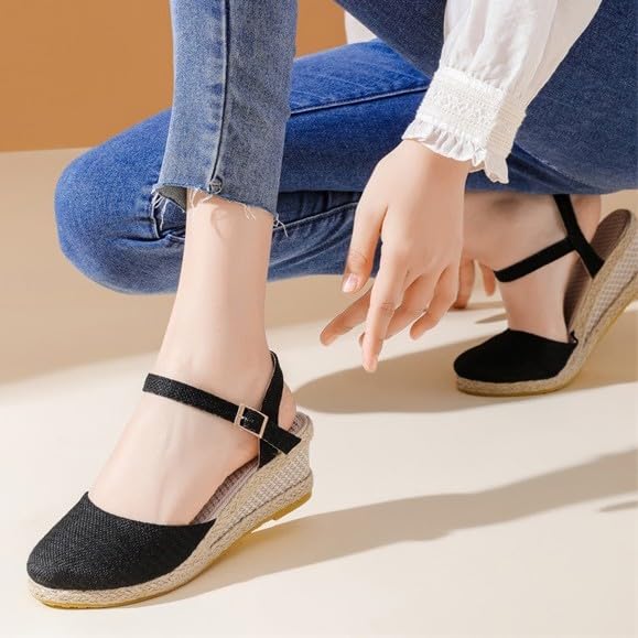 Sandales d'été à talons compensés confortables contre la transpiration - 7