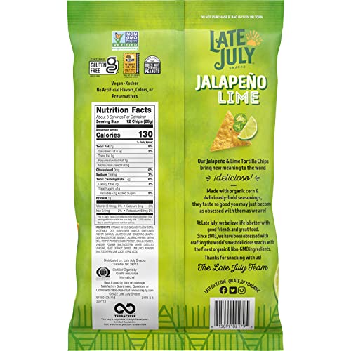 Late July Snacks, Jalapeño Lime Tortilla Chips, 7.8-Oz. Bag (Pack Of 12) #TOP6