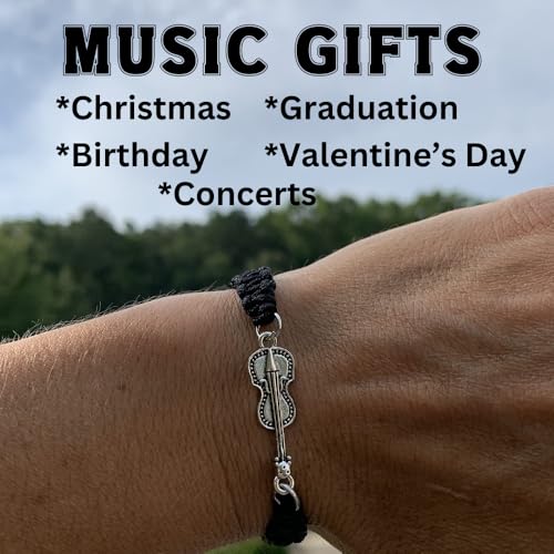 Infinity Collection - Violin Charm Bracelet (Black) Music Jewelry - Adjustable Friendship Bracelet, Braided String Stirrup Bracelet for Women, Teens and Girls. Gift for Musicians Violinist. - Thumbnail 6