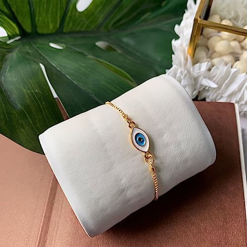 Image of I Jewels Designer Evil Eye Lumba Rakhi Bracelet with Rakshabandhan Card for Bhabhi /Sister