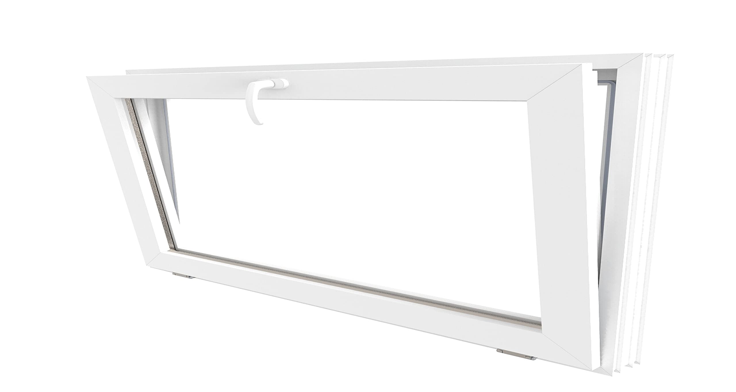 LORAC Finestra Inclinabile In PVC Doppio Vetro, 600x500mm, Telaio 6 Camere 75mm, Alto Isolamento Termico E Acustico, Rinforzata Con Anima In Acciaio 1,5mm, Durevole, Stabile