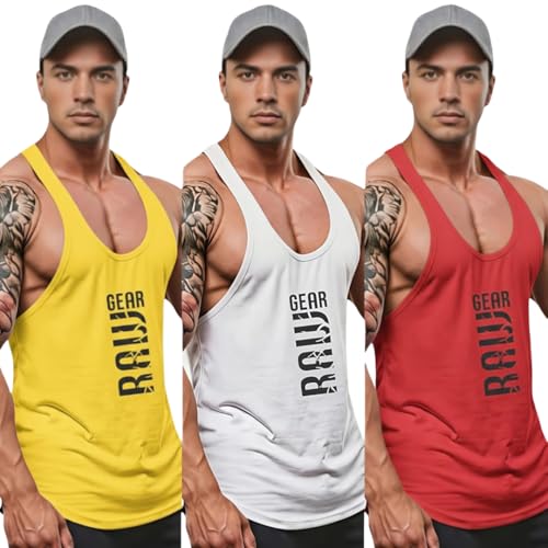 Image of furrr Men's Round Neck, Sleeveless, Super Combed Gym Vest (Pack of 3)