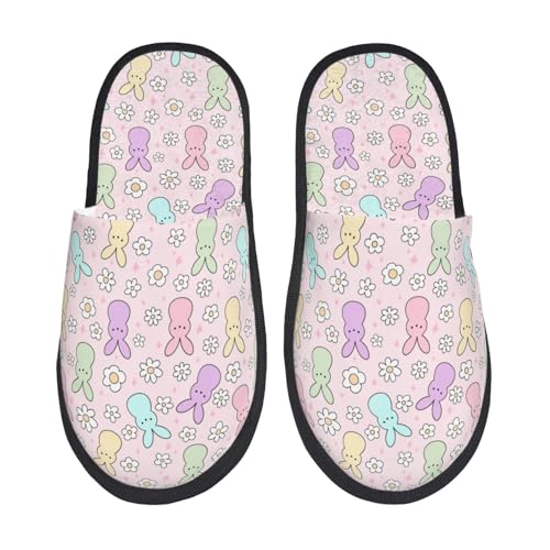 Colorful Bunny Print Women Slippers Home Furry Shoes Keep Men Couples Shoes Warm For Women-