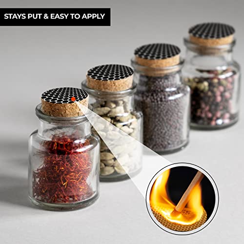 1” Circle Match Striker Stickers – 100 Pieces | Honeycomb Black Match Striker Paper With Adhesive Pre-Cut Decorative Circles | Easy Match Lighting | Available In Other Patterns #TOP3