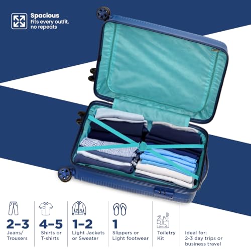 Image of KAMILIANT by American Tourister Selva|Cabin Trolley Bag Small Size (56 cms) for Travel| Hard Case Polypropylene (PP) Suitcase|360 8-Wheel Spinner Luggage Trolley|Combination Lock|Navy