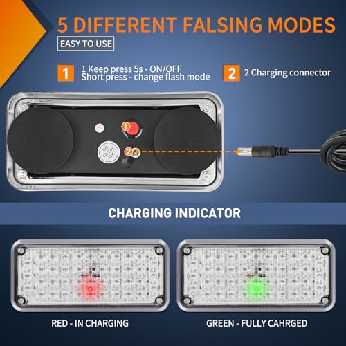 Image of Nilight 2PCS 42LED Red Blue Magnetic Strobe Lights Surface Mount Waterproof | Portable Warning Hazard Light 5 Patterns for 12V 24V Cars Trucks Van Off Road Vehicles ATV