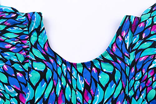 BIMEI Women's One-Piece High Neckline Pocketed Mastectomy Swimsuit SYN 658(Blue, XL)