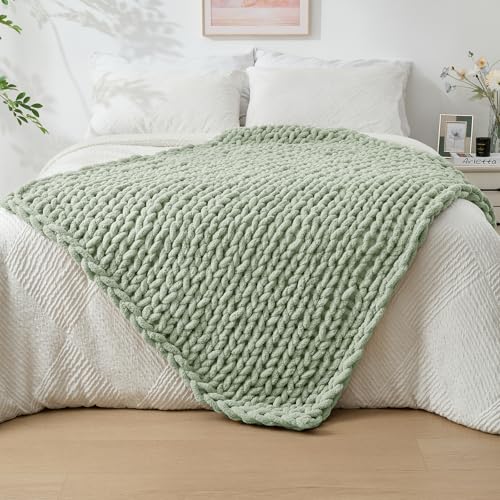 Bigacogo Chunky Knit Throw Blanket for Couch,...