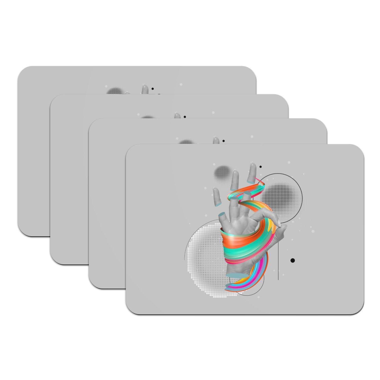 Sets de table gris surréalisme grand format en caoutchouc antidérapant lavable pour cuisine