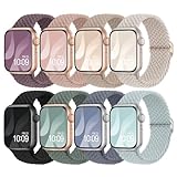 Superuper 8 Pack Braided Loop Compatible for Apple Watch Straps 40mm 41mm 46mm 45mm 40mm 44mm 42mm 38mm 49mm for Women Men, Stretchy Elastic Sport Band for iWatch SE 11 10 9 8 7 6 5 4 3 Ultra3