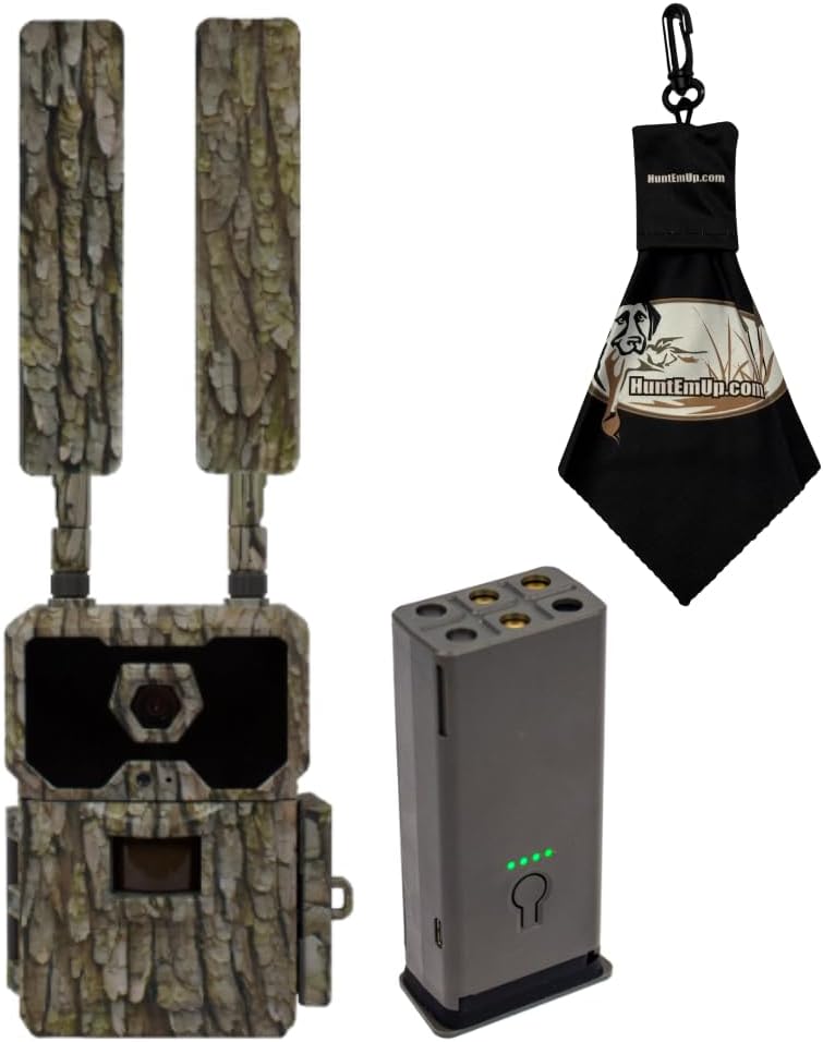 WiseEye Data Cam 2 No Glow Cellular Trail Camera Power Bundle – Built-in Lithium Battery, 32GB Memory, ActionShot, Multi-Carrier – Includes Cleaning Cloth