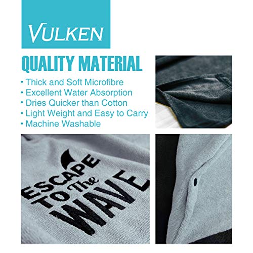 Vulken Extra Large Thick Hooded Beach Towel Changing Robe. Surf Poncho Men For Easy Change In Public. Quick Dry Microfiber Towelling For The Beach, Pool, Lake, Water Park. L/Xl #TOP3