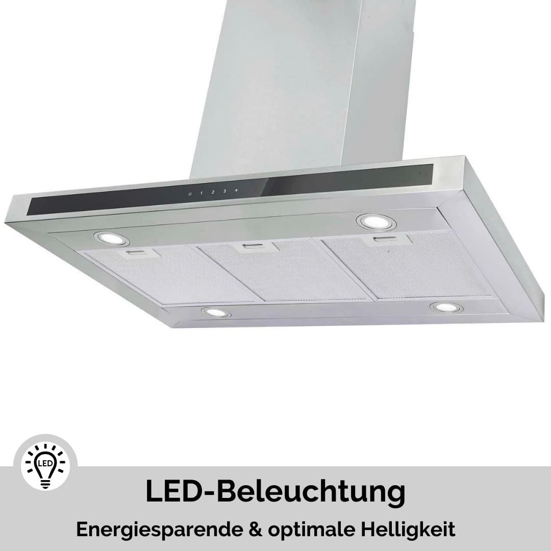 PKM Inselhaube 8099GISZ Dunstabzugshaube Edelstahl 90cm Energieeffizienz A